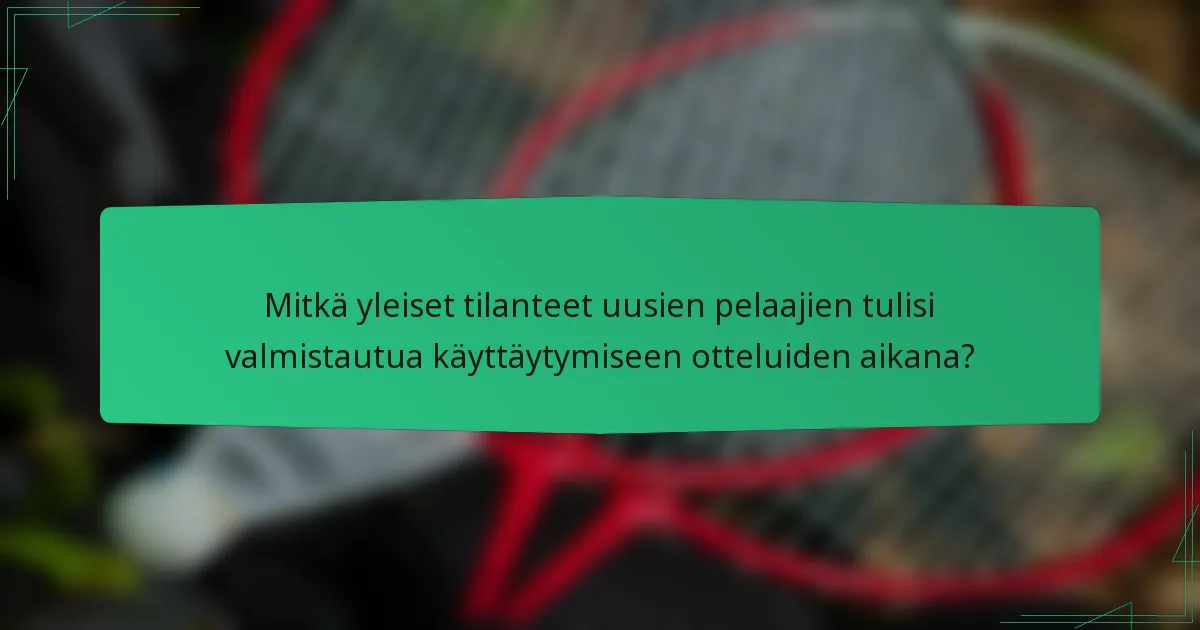 Mitkä yleiset tilanteet uusien pelaajien tulisi valmistautua käyttäytymiseen otteluiden aikana?